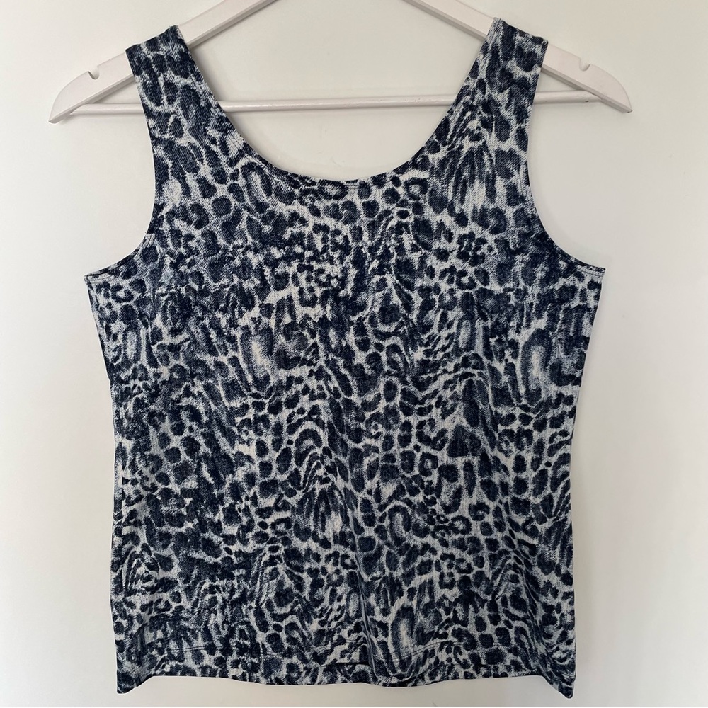 Chico's Navy Animal Print Tank Top SZ 1